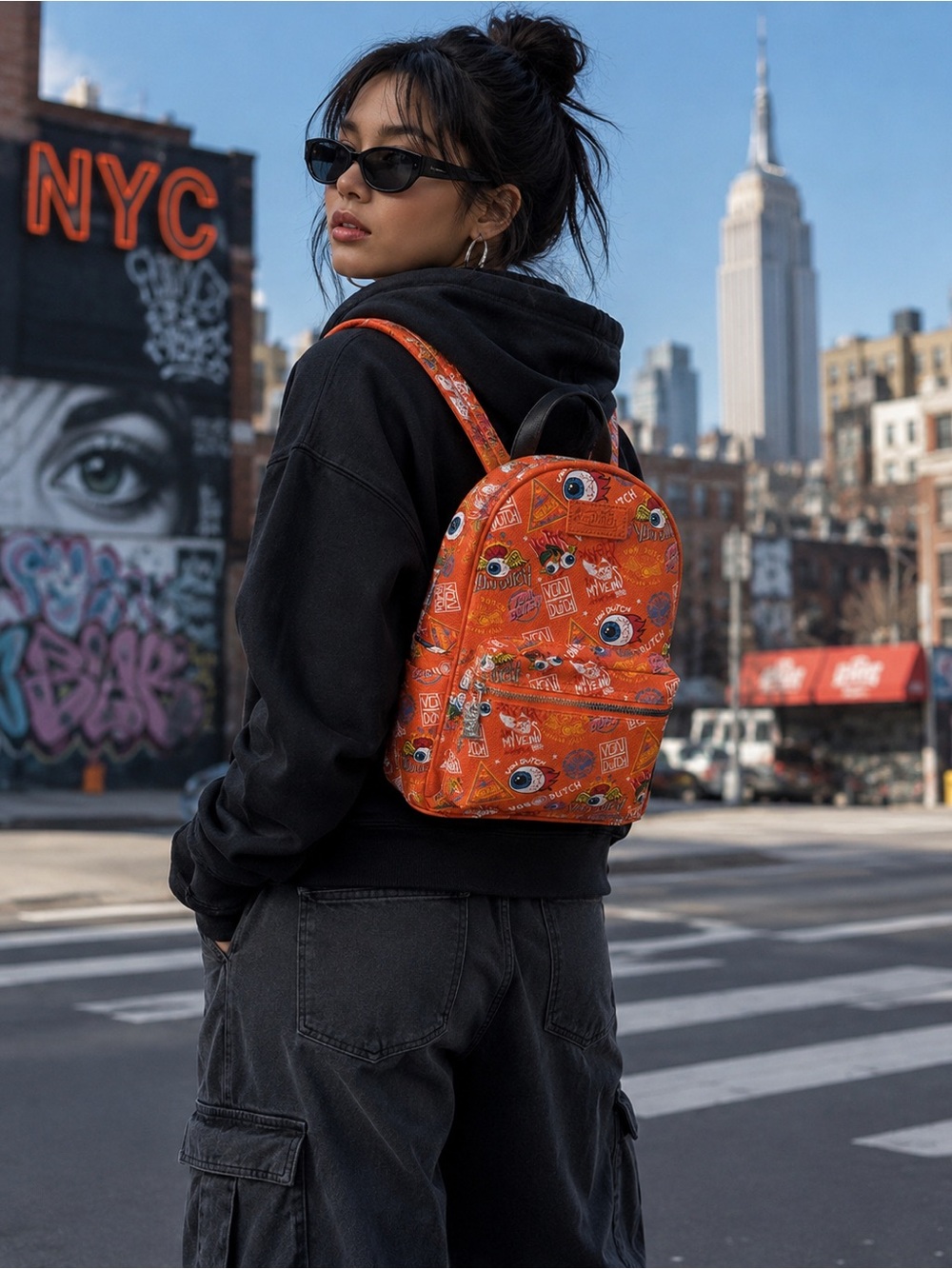•Mini Jax• Von Dutch Mini Jax Backpack Orange Graphic Print | Y2K Streetwear